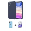 MARSİLYAN™- iPhone 11 Kılıf Kozmos Yansıma Özel Seri - Siyah Bilvis 5in1 5D Magic Hayalet Cam Ekran Koruyucu + Turuncu Neon Fosforlu Kamera Lens