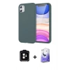 MARSİLYAN™- iPhone 11 Kılıf Kozmos Yansıma Özel Seri - Siyah Bilvis 5in1 5D Magic Hayalet Cam Ekran Koruyucu + PVD Metal Kamera Lens - TU
