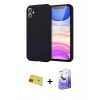 MARSİLYAN™- iPhone 11 Kılıf Kozmos Yansıma Özel Seri - Siyah Bilvis 5in1 5D Magic Hayalet Cam Ekran Koruyucu + Rainbow Kamera Lens Koruma Cam - KI