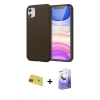 MARSİLYAN™- iPhone 11 Kılıf Kozmos Yansıma Özel Seri - Siyah Bilvis 5in1 5D Magic Hayalet Cam Ekran Koruyucu + Rainbow Kamera Lens Koruma Cam - KI