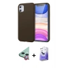 MARSİLYAN™- iPhone 11 Kılıf Kozmos Yansıma Özel Seri - Siyah Bilvis 5in1 5D Magic Hayalet Cam Ekran Koruyucu + Kırmızı Raze Metal Kamera Lens