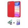 MARSİLYAN™- iPhone 11 Kılıf Kozmos Yansıma Özel Seri - Siyah Bilvis 5in1 5D Magic Hayalet Cam Ekran Koruyucu + Kırmızı Raze Metal Kamera Lens