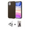 MARSİLYAN™- iPhone 11 Kılıf Kozmos Yansıma Özel Seri - Siyah Bilvis Hayalet Cam Ekran Koruyucu + Raze Metal Kamera Lens - GS