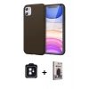 MARSİLYAN™- iPhone 11 Kılıf Kozmos Yansıma Özel Seri - Siyah Bilvis Hayalet Cam Ekran Koruyucu + PVD Metal Kamera Lens - SH