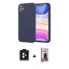 MARSİLYAN™- iPhone 11 Kılıf Kozmos Yansıma Özel Seri - Siyah Bilvis Hayalet Cam Ekran Koruyucu + PVD Metal Kamera Lens - SH