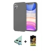MARSİLYAN™- iPhone 11 Kılıf Kozmos Yansıma Özel Seri - Siyah Buffer Cam Ekran Koruyucu + Mavi Raze Metal Kamera Lens