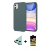 MARSİLYAN™- iPhone 11 Kılıf Kozmos Yansıma Özel Seri - Siyah Buffer Cam Ekran Koruyucu + Mavi Raze Metal Kamera Lens