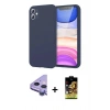 MARSİLYAN™- iPhone 11 Kılıf Kozmos Yansıma Özel Seri - Siyah Buffer Cam Ekran Koruyucu + Raze Metal Kamera Lens - MR