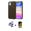 MARSİLYAN™- iPhone 11 Kılıf Kozmos Yansıma Özel Seri - Siyah Buffer Cam Ekran Koruyucu + Raze Metal Kamera Lens - MR