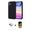 MARSİLYAN™- iPhone 11 Kılıf Kozmos Yansıma Özel Seri - Siyah Buffer Cam Ekran Koruyucu + Pers Alüminyum Kamera Lens - LT