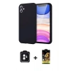 MARSİLYAN™- iPhone 11 Kılıf Kozmos Yansıma Özel Seri - Siyah Buffer Cam Ekran Koruyucu + PVD Metal Kamera Lens - YL