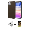 MARSİLYAN™- iPhone 11 Kılıf Kozmos Yansıma Özel Seri - Siyah Buffer Cam Ekran Koruyucu + Raze Metal Kamera Lens - GS