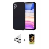 MARSİLYAN™- iPhone 11 Kılıf Kozmos Yansıma Özel Seri - Siyah Buffer Cam Ekran Koruyucu + Raze Metal Kamera Lens - GS