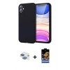 MARSİLYAN™- iPhone 11 Kılıf Kozmos Yansıma Özel Seri - Siyah Buffer Hayalet Cam Ekran Koruyucu + Pers Alüminyum Kamera Lens - GI