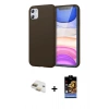MARSİLYAN™- iPhone 11 Kılıf Kozmos Yansıma Özel Seri - Siyah Buffer Hayalet Cam Ekran Koruyucu + Pers Alüminyum Kamera Lens - GD