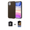 MARSİLYAN™- iPhone 11 Kılıf Kozmos Yansıma Özel Seri - Siyah Buffer Hayalet Cam Ekran Koruyucu + PVD Metal Kamera Lens - TU