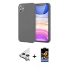 MARSİLYAN™- iPhone 11 Kılıf Kozmos Yansıma Özel Seri - Siyah Buffer Hayalet Cam Ekran Koruyucu + Raze Metal Kamera Lens - GS
