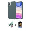 MARSİLYAN™- iPhone 11 Kılıf Kozmos Yansıma Özel Seri - Siyah Buffer Hayalet Cam Ekran Koruyucu + Raze Metal Kamera Lens - KI