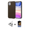 MARSİLYAN™- iPhone 11 Kılıf Kozmos Yansıma Özel Seri - Siyah Buffer Hayalet Cam Ekran Koruyucu + Raze Metal Kamera Lens - GS