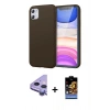 MARSİLYAN™- iPhone 11 Kılıf Kozmos Yansıma Özel Seri - Siyah Buffer Hayalet Cam Ekran Koruyucu + Raze Metal Kamera Lens - MR