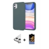 MARSİLYAN™- iPhone 11 Kılıf Kozmos Yansıma Özel Seri - Siyah Buffer Hayalet Cam Ekran Koruyucu + Raze Metal Kamera Lens - GS