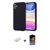 MARSİLYAN™- iPhone 11 Kılıf Kozmos Yansıma Özel Seri - Siyah Buffer Hayalet Cam Ekran Koruyucu + Renkli Kamera Lens Koruma Cam - YL