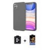 MARSİLYAN™- iPhone 11 Kılıf Kozmos Yansıma Özel Seri - Siyah Buffer Hayalet Cam Ekran Koruyucu + PVD Metal Kamera Lens - SH