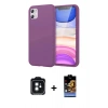 MARSİLYAN™- iPhone 11 Kılıf Kozmos Yansıma Özel Seri - Siyah Buffer Hayalet Cam Ekran Koruyucu + PVD Metal Kamera Lens - SH