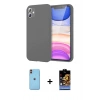 MARSİLYAN™- iPhone 11 Kılıf Kozmos Yansıma Özel Seri - Siyah Buffer Hayalet Cam Ekran Koruyucu + Turuncu Neon Fosforlu Kamera Lens