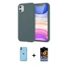 MARSİLYAN™- iPhone 11 Kılıf Kozmos Yansıma Özel Seri - Siyah Buffer Hayalet Cam Ekran Koruyucu + Turuncu Neon Fosforlu Kamera Lens