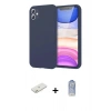 MARSİLYAN™- iPhone 11 Kılıf Kozmos Yansıma Özel Seri - Siyah Joko Magic 5D Cam + Turuncu Renkli Kamera Lens Koruma Cam
