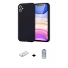 MARSİLYAN™- iPhone 11 Kılıf Kozmos Yansıma Özel Seri - Siyah Joko Magic 5D Cam + Turuncu Renkli Kamera Lens Koruma Cam