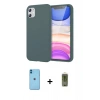 MARSİLYAN™- iPhone 11 Kılıf Kozmos Yansıma Özel Seri - Siyah Joko Magic 5D Hayalet Cam + Mavi Neon Fosforlu Kamera Lens