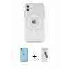 MARSİLYAN™- iPhone 11 Kılıf Kutup Klasik Serisi - Şeffaf Pasifik Cam Ekran Koruyucu + Neon Fosforlu Kamera Lens - YL