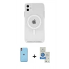 MARSİLYAN™- iPhone 11 Kılıf Kutup Klasik Serisi - Şeffaf Royal Nano Ekran Koruyucu + Neon Fosforlu Kamera Lens - TU