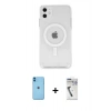 MARSİLYAN™- iPhone 11 Kılıf Kutup Klasik Serisi - Şeffaf Uv Polymer Nano Ekran Koruyucu + Neon Fosforlu Kamera Lens - MI