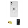 MARSİLYAN™- iPhone 11 Kılıf Kutup Klasik Serisi - Siyah 3D Antistatik Hayalet Cam Ekran Koruyucu + Rainbow Kamera Lens Koruma Cam - KI