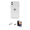 MARSİLYAN™- iPhone 11 Kılıf Kutup Klasik Serisi - Siyah 3D Antistatik Mat Seramik Nano Ekran Koruyucu + Renkli Kamera Lens Koruma Cam - PE