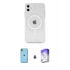 MARSİLYAN™- iPhone 11 Kılıf Kutup Klasik Serisi - Siyah Bilvis 5in1 3D Magic Cam Ekran Koruyucu + Neon Fosforlu Kamera Lens - YL