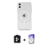 MARSİLYAN™- iPhone 11 Kılıf Kutup Klasik Serisi - Siyah Bilvis 5in1 3D Magic Cam Ekran Koruyucu + PVD Metal Kamera Lens - YL
