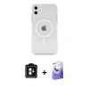 MARSİLYAN™- iPhone 11 Kılıf Kutup Klasik Serisi - Siyah Bilvis 5in1 5D Magic Hayalet Cam Ekran Koruyucu + PVD Metal Kamera Lens - MI