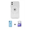 MARSİLYAN™- iPhone 11 Kılıf Kutup Klasik Serisi - Siyah Bilvis 5in1 5D Magic Hayalet Cam Ekran Koruyucu + Neon Fosforlu Kamera Lens - MI
