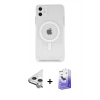MARSİLYAN™- iPhone 11 Kılıf Kutup Klasik Serisi - Siyah Bilvis 5in1 5D Magic Hayalet Cam Ekran Koruyucu + Raze Metal Kamera Lens - GS