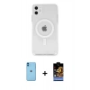 MARSİLYAN™- iPhone 11 Kılıf Kutup Klasik Serisi - Siyah Buffer Hayalet Cam Ekran Koruyucu + Neon Fosforlu Kamera Lens - MI