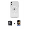 MARSİLYAN™- iPhone 11 Kılıf Kutup Klasik Serisi - Siyah Buffer Hayalet Cam Ekran Koruyucu + PVD Metal Kamera Lens - MI