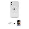 MARSİLYAN™- iPhone 11 Kılıf Kutup Klasik Serisi - Siyah Buffer Hayalet Cam Ekran Koruyucu + Renkli Kamera Lens Koruma Cam - SI