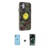 MARSİLYAN™- iPhone 11 Kılıf Nova Doku Koleksiyonu - Şeffaf 360 Full Body Arka Koruyucu + Neon Fosforlu Kamera Lens - YL