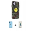 MARSİLYAN™- iPhone 11 Kılıf Nova Doku Koleksiyonu - Şeffaf Pasifik Cam Ekran Koruyucu + Neon Fosforlu Kamera Lens - MI