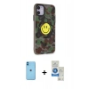 MARSİLYAN™- iPhone 11 Kılıf Nova Doku Koleksiyonu - Şeffaf Royal Nano Ekran Koruyucu + Neon Fosforlu Kamera Lens - MI