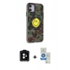 MARSİLYAN™- iPhone 11 Kılıf Nova Doku Koleksiyonu - Şeffaf Royal Nano Ekran Koruyucu + PVD Metal Kamera Lens - TU